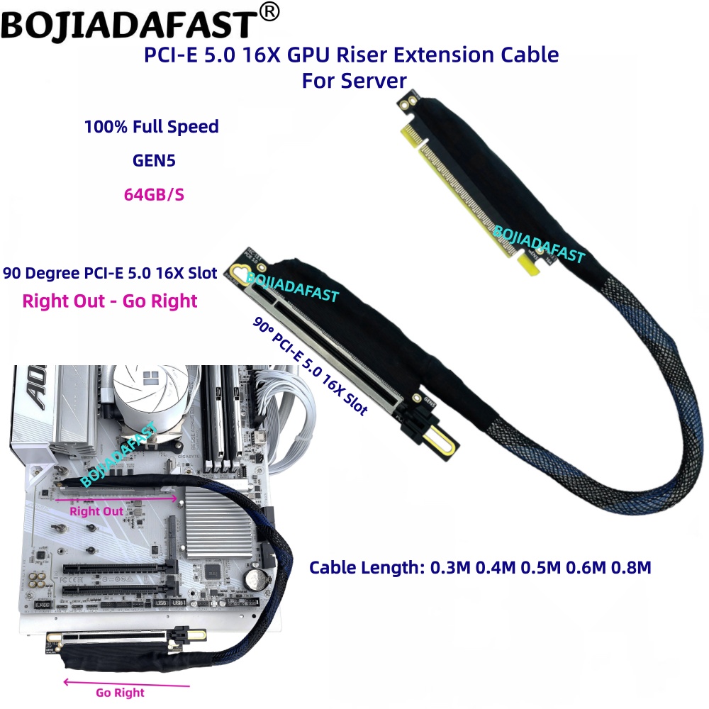 90-Grad-PCI-E 5.0 16X auf PCIe – Pcie 5.0 Gpu Riser Cable Bewertung und Preis