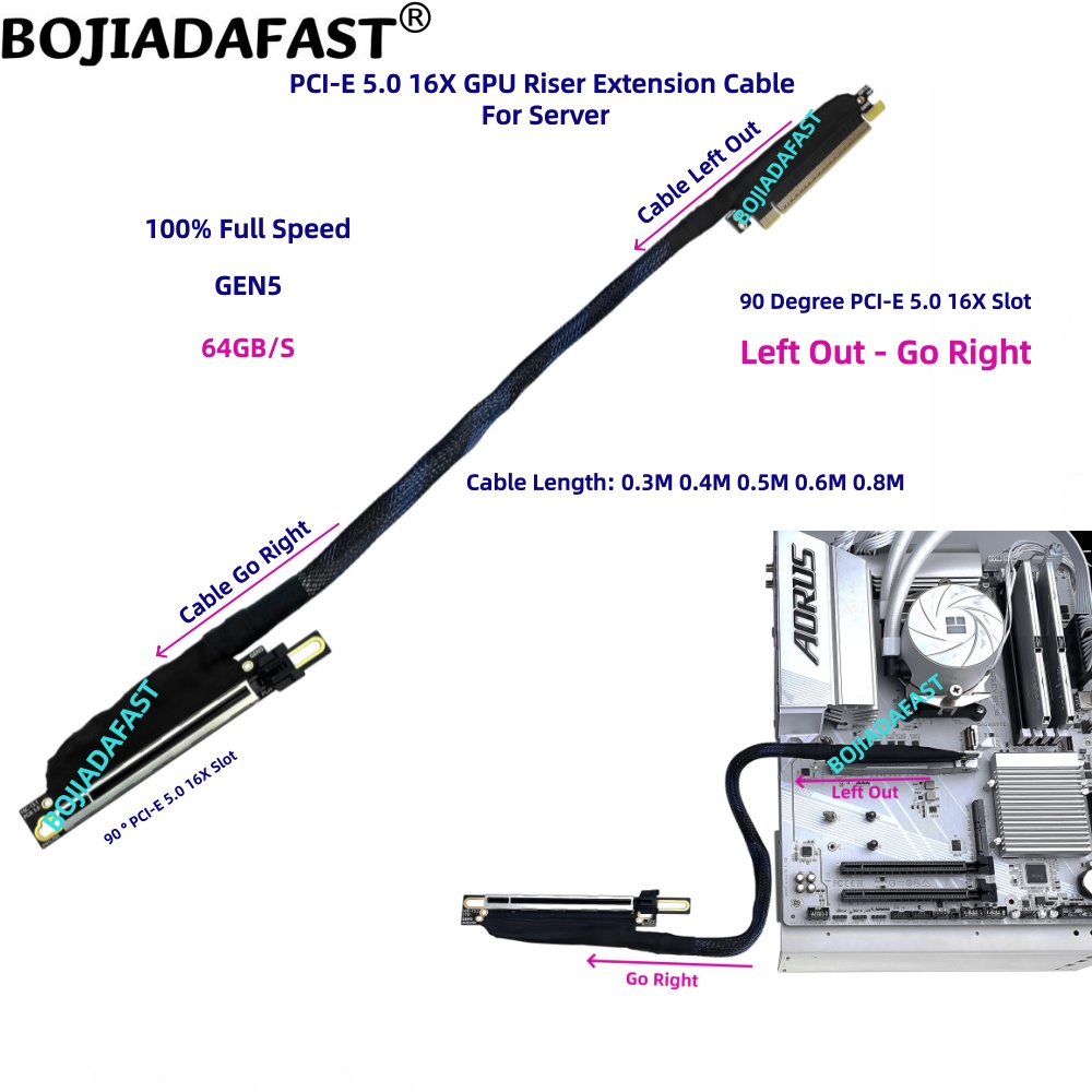 90-Grad-PCI-E 5.0 16X auf PCIe – Pcie 5.0 Gpu Riser Cable Bewertung und Preis